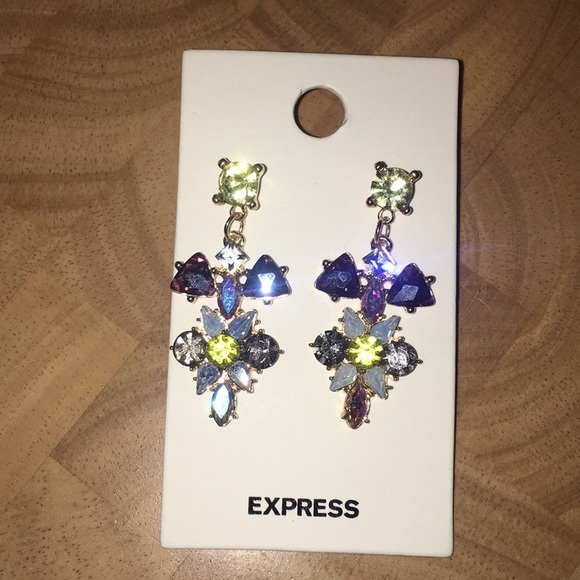 Express Jewelry - Express Earrings / Rhinestone / purple & yellow
